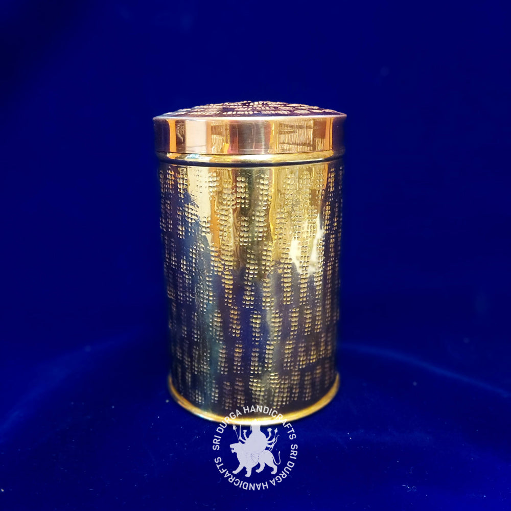 6" inch Brass Round Hammered Box (2614B) Gift Item