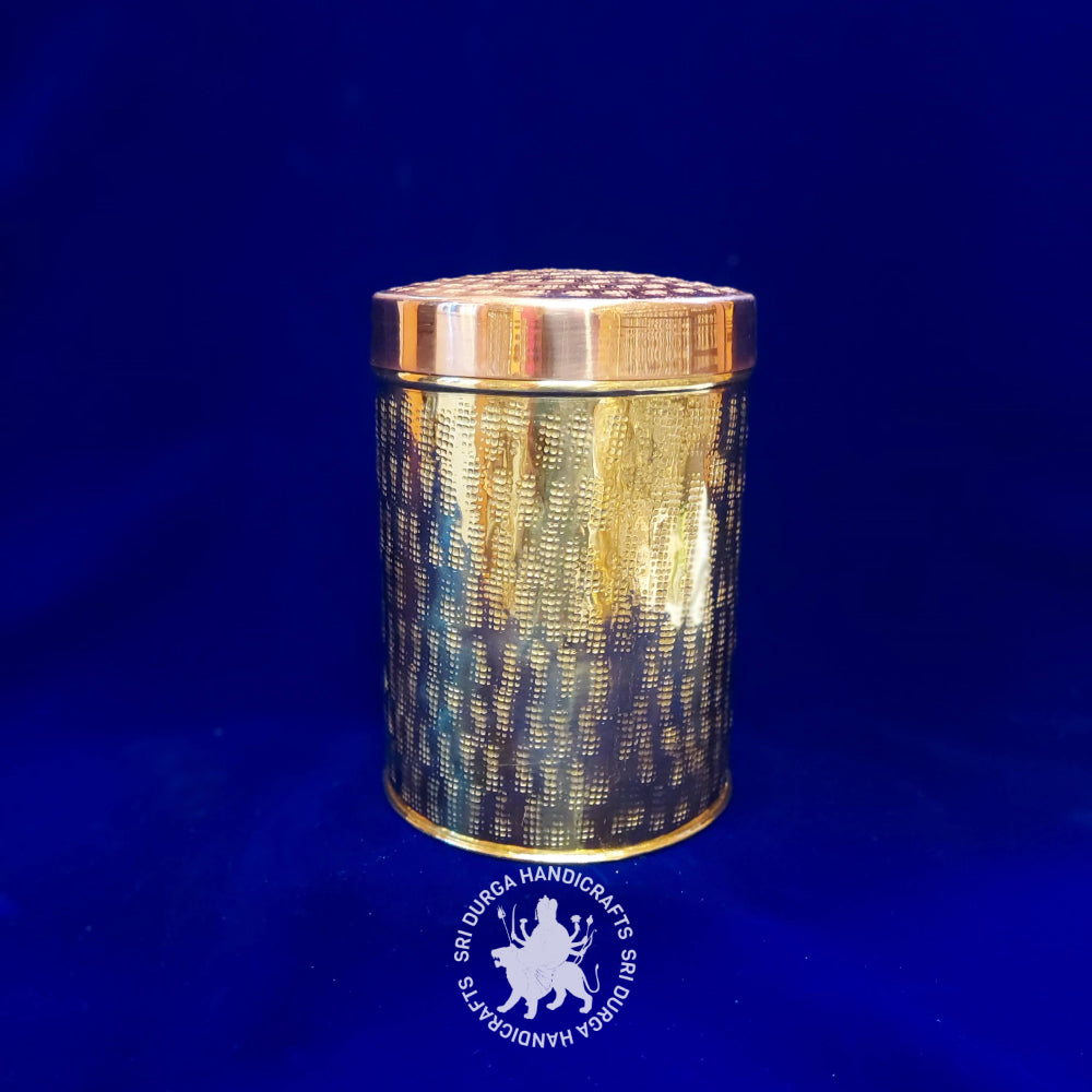 7" inch Brass Round Hammered Box (2614C) Gift Item