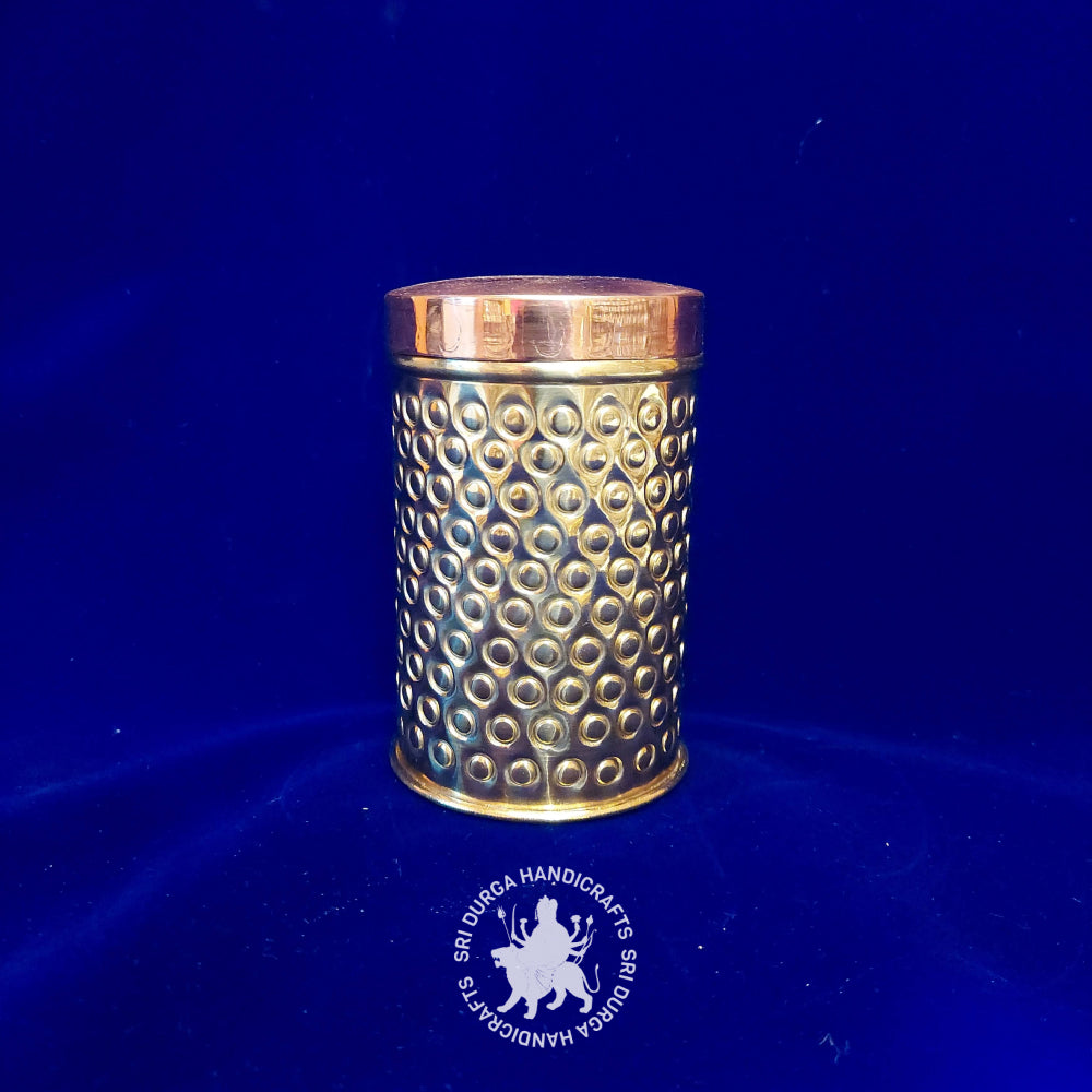 5" inch Brass Round Hammered Small Box (2657) Gift Item