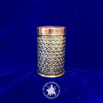 5 inch Brass Round Hammered Small Box (2657) Gift Item