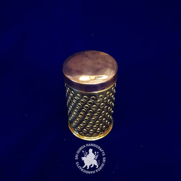 5 inch Brass Round Hammered Small Box (2657) Gift Item
