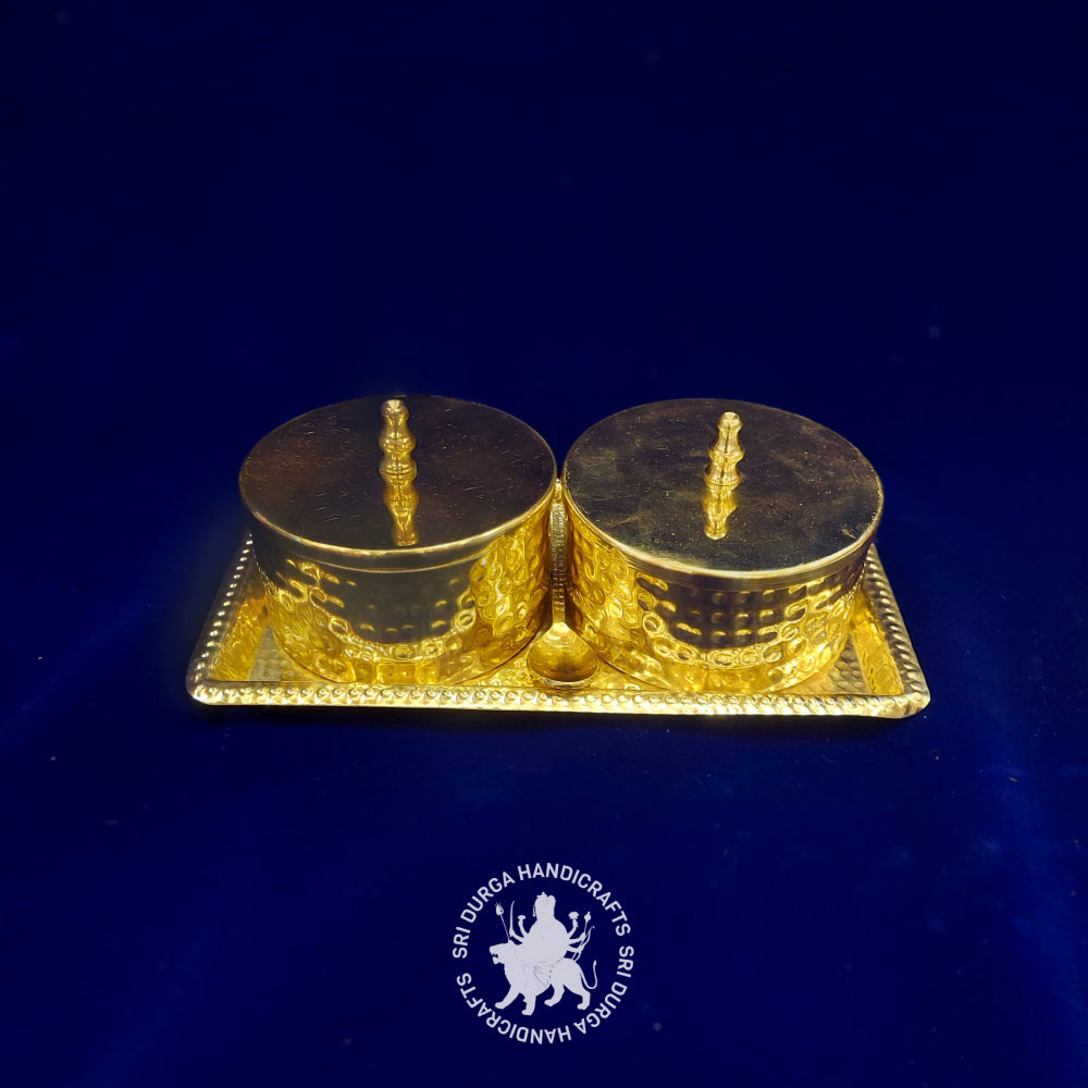 9" inch Brass Dry Fruit Set with Tray (2661) Gift Item