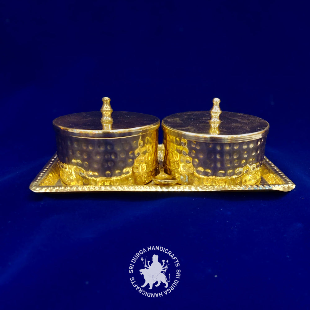 9" inch Brass Dry Fruit Set with Tray (2661) Gift Item