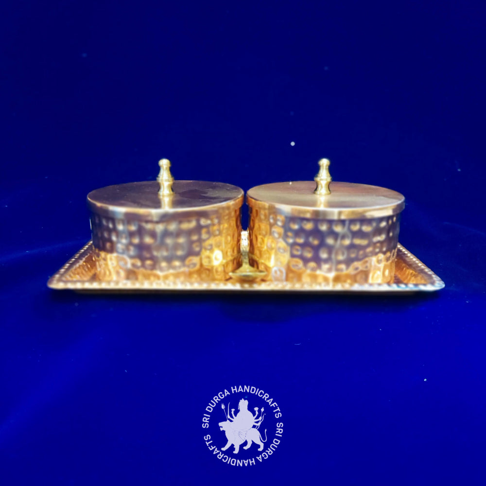 9" inch Copper Dry Fruit Set with Tray (2662) Gift Item