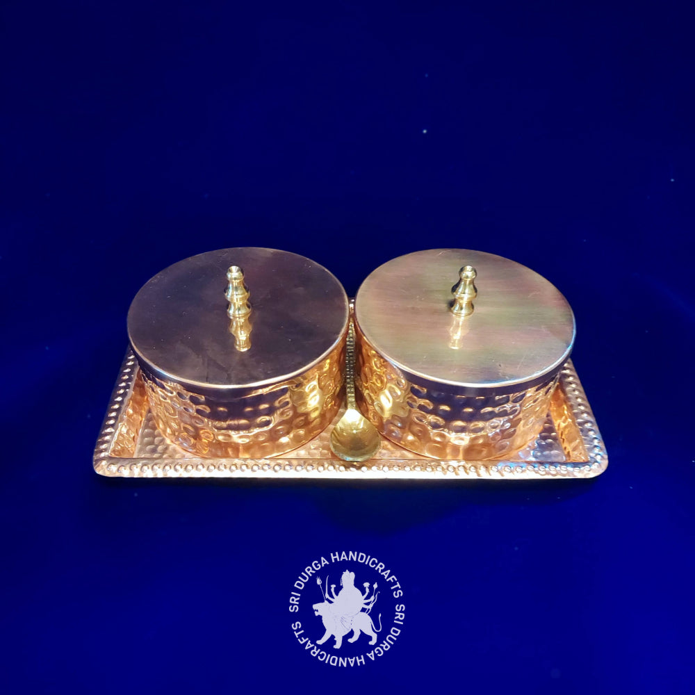 9" inch Copper Dry Fruit Set with Tray (2662) Gift Item