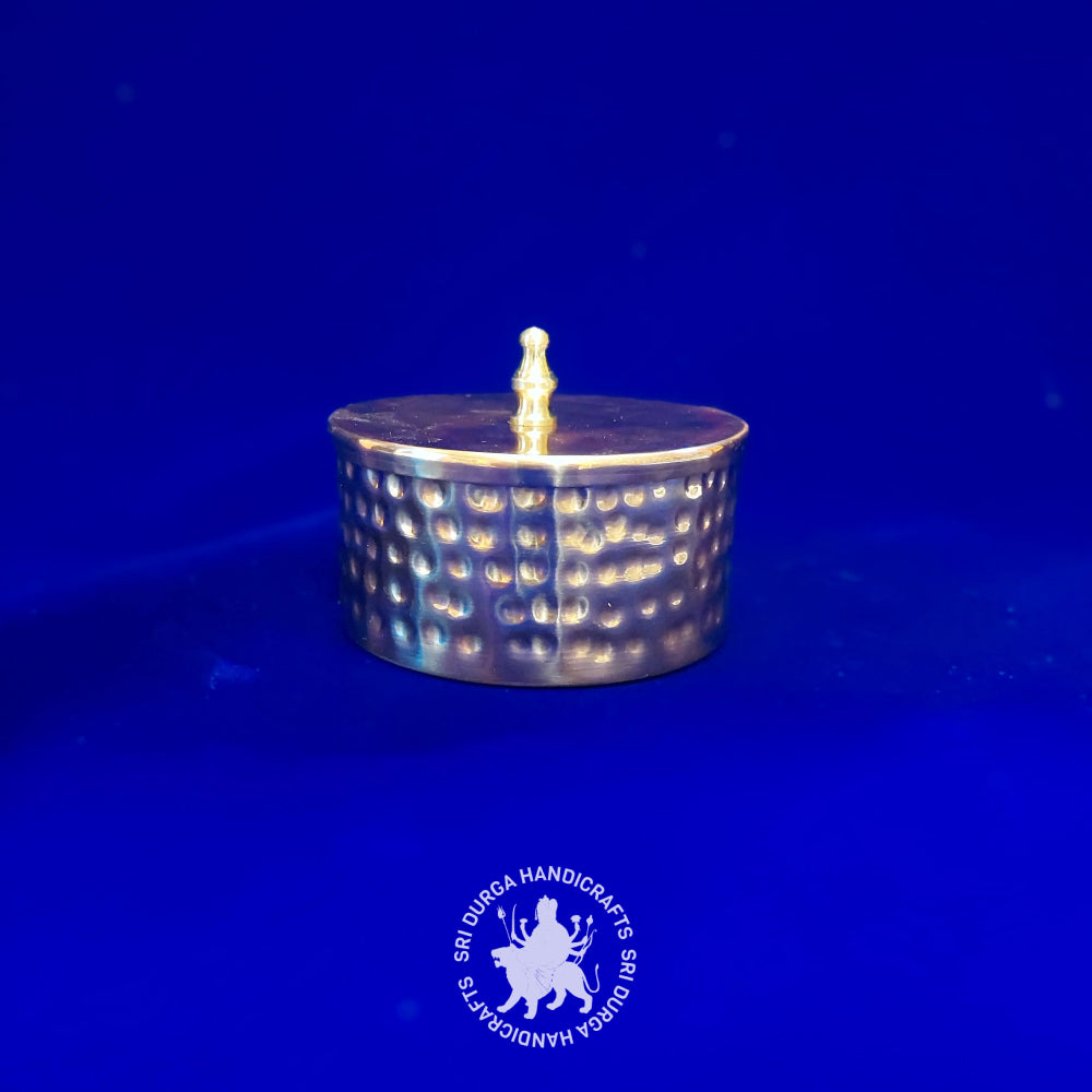 2" inch Copper Hammered Dabba With Lid (M) (2646) Gift Item
