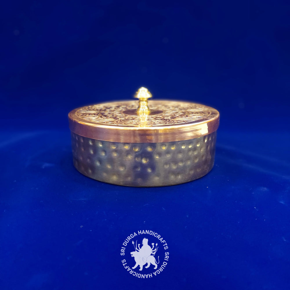 5" inch Brass Hammered Masala (M) With Etched Lid (2623) Gift Item
