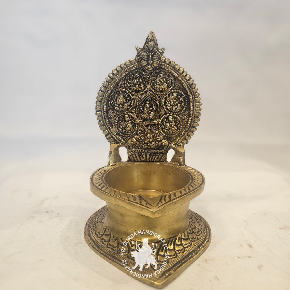 7 inch Brass Astalakshmi Vilakku