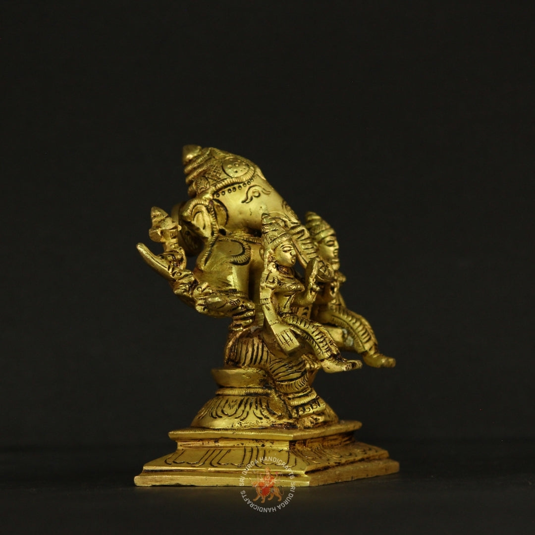 5 inch Brass Ridhi Sidhi Ganesh Idol