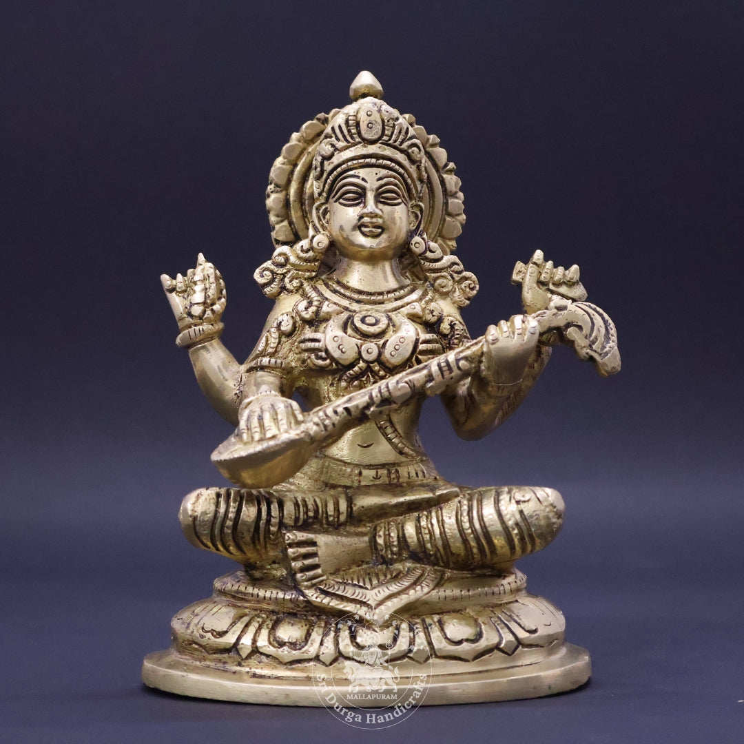 7" Inch Brass Saraswathi