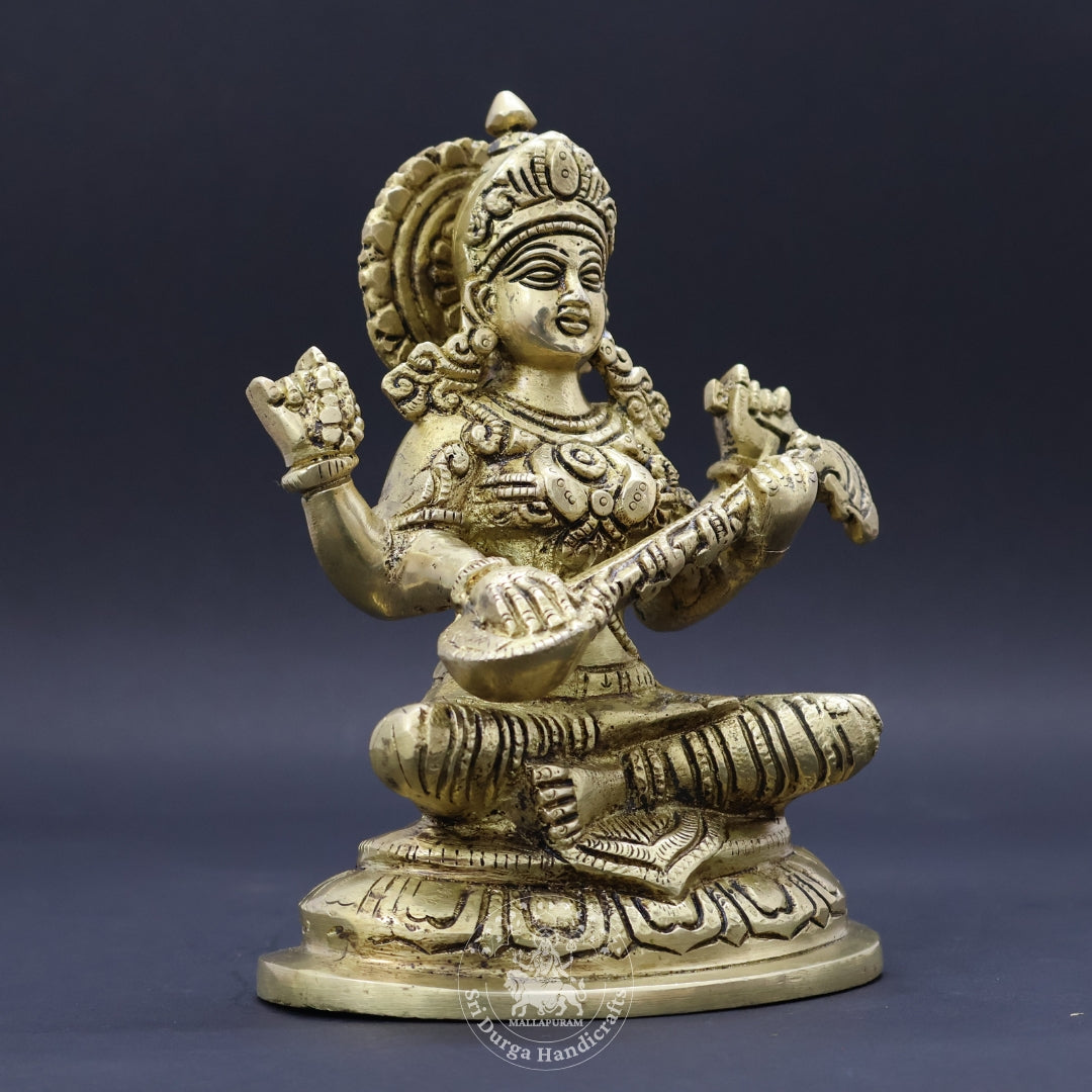 7" Inch Brass Saraswathi