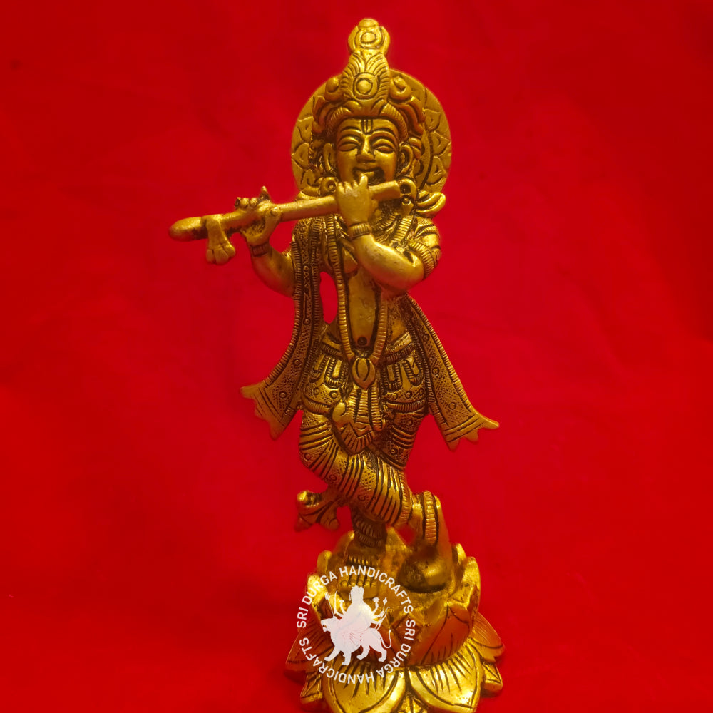 6 inch Brass Kamal Krishna Idol