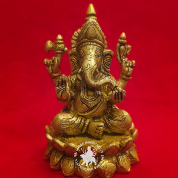 6 inch Brass Kamal Ganesh Idol