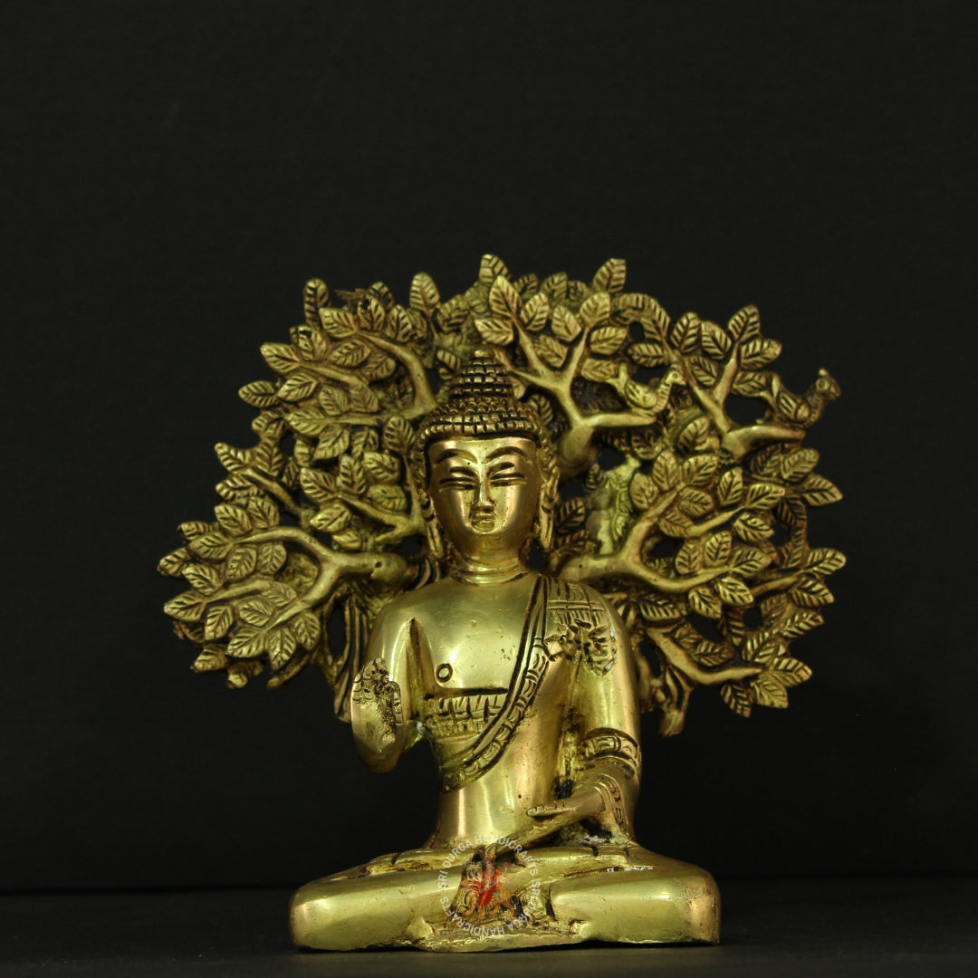 7 inch Brass Tree Buddha Idol