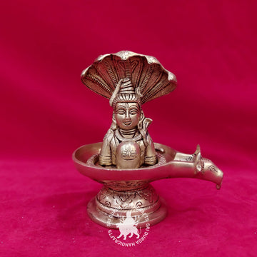 8 Inch Brass Face Shivalinga with Snake