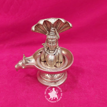 8 Inch Brass Face Shivalinga with Snake