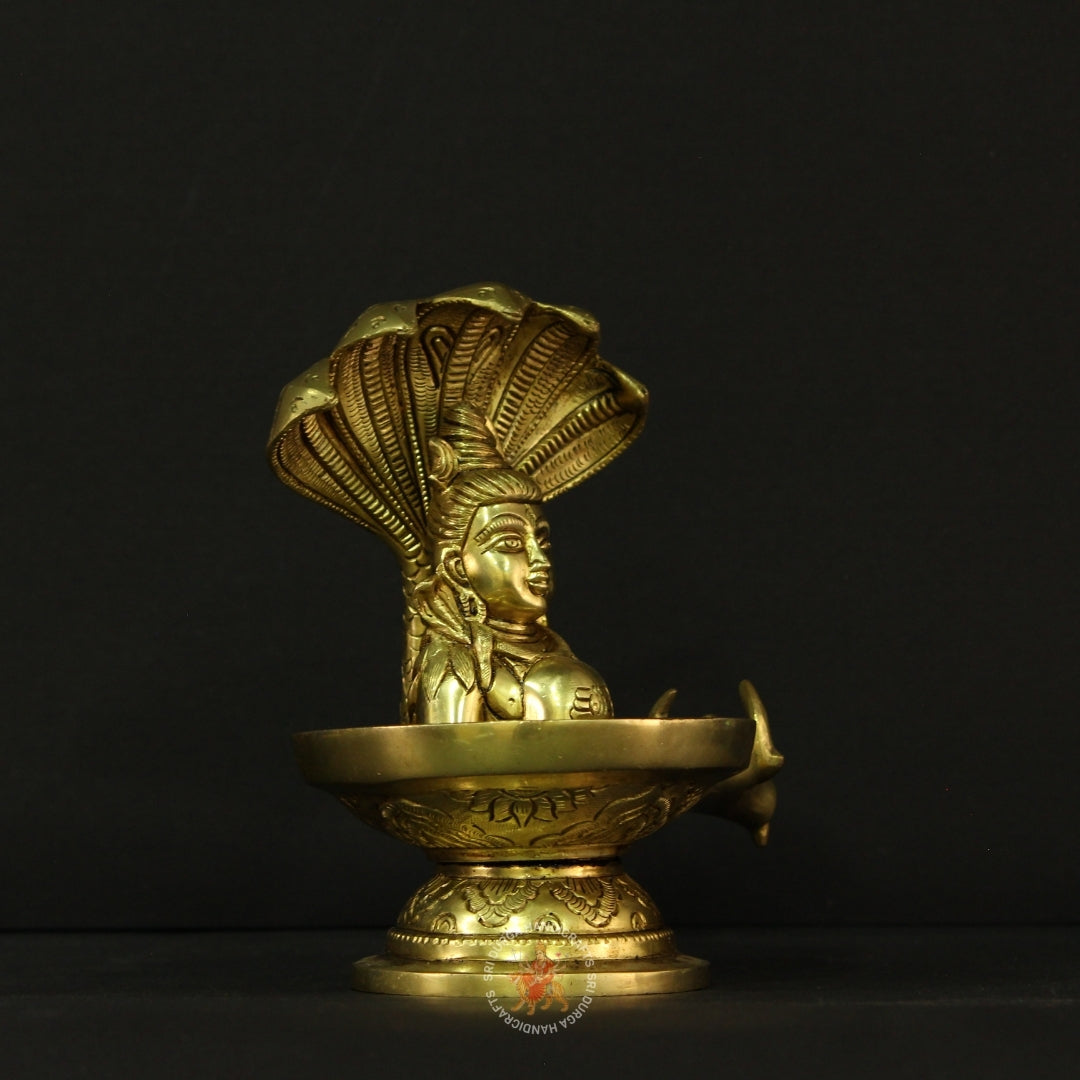 8 Inch Brass Face Shivalinga with Snake