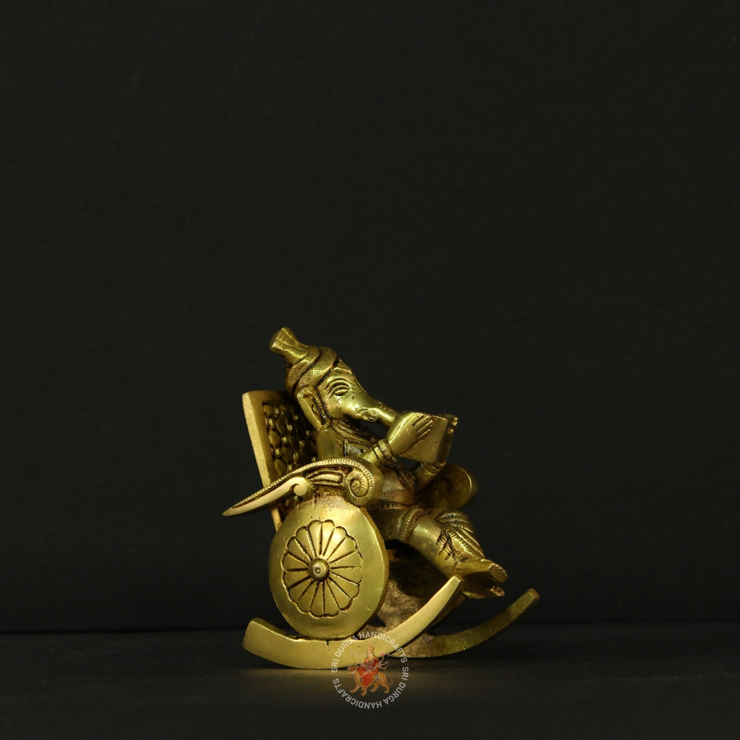 5" Chair Ganesh Modern Brass Idol