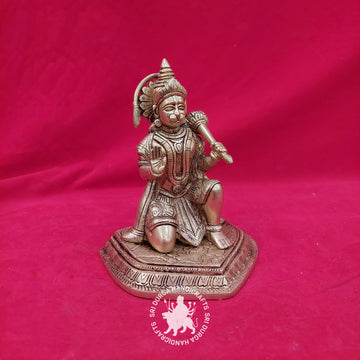 8 Inch Lord Hanuman in Virasana Brass Idol