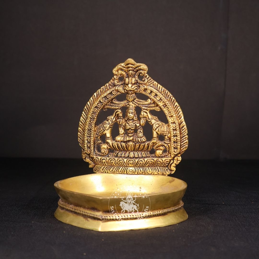 5" inch Gajalakshmi Antique Style Deepam