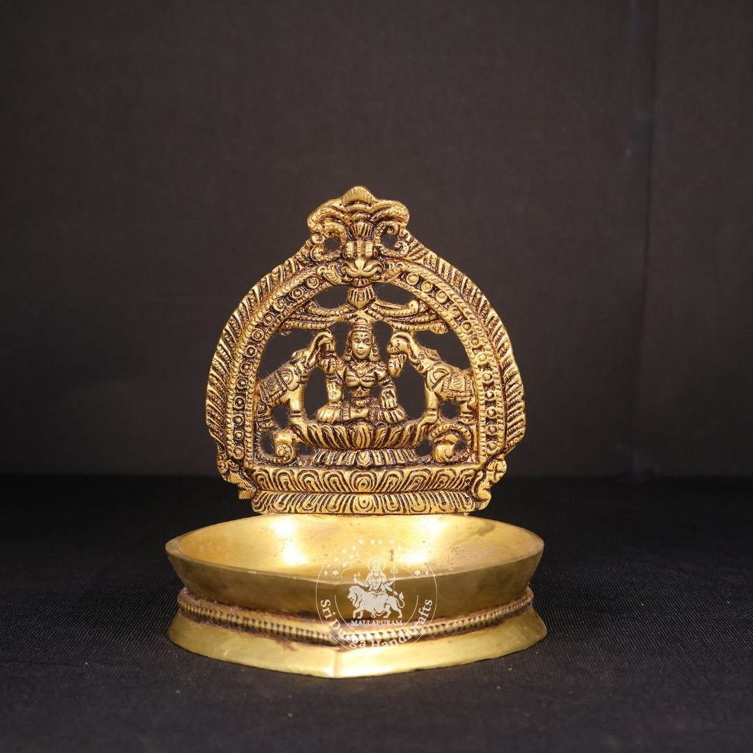 5" inch Gajalakshmi Antique Style Deepam