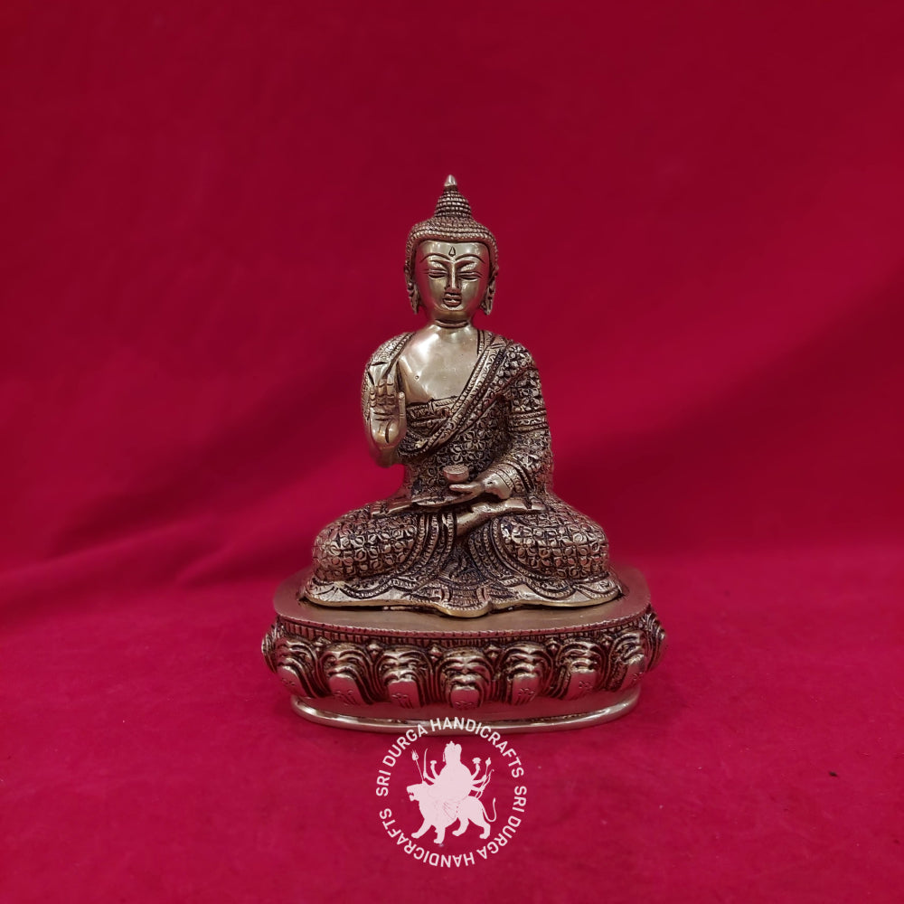 10 Inch Brass Antique Buddha Idol