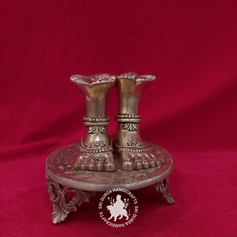 8 Inch Brass Lakshmi Feet with Stand