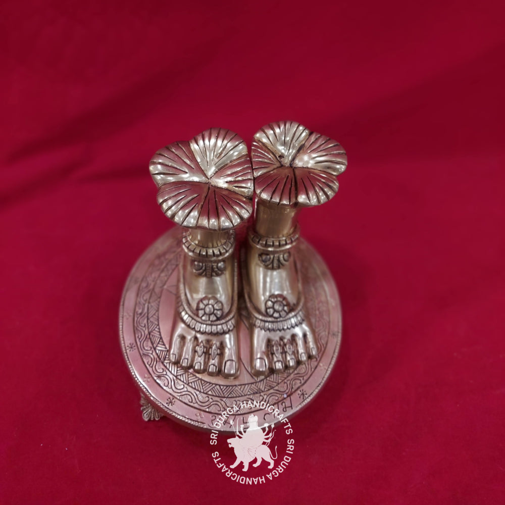 8 Inch Brass Lakshmi Feet with Stand
