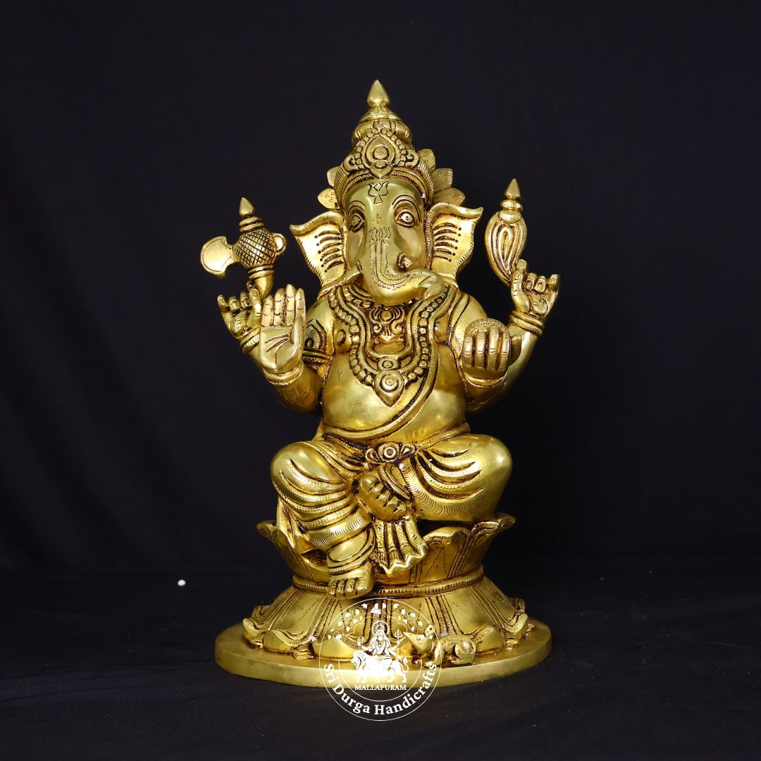 15" Inch Brass Kamal Ganesh Idol