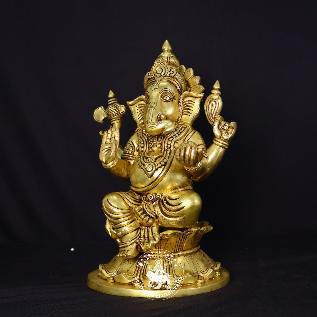 15" Inch Brass Kamal Ganesh Idol