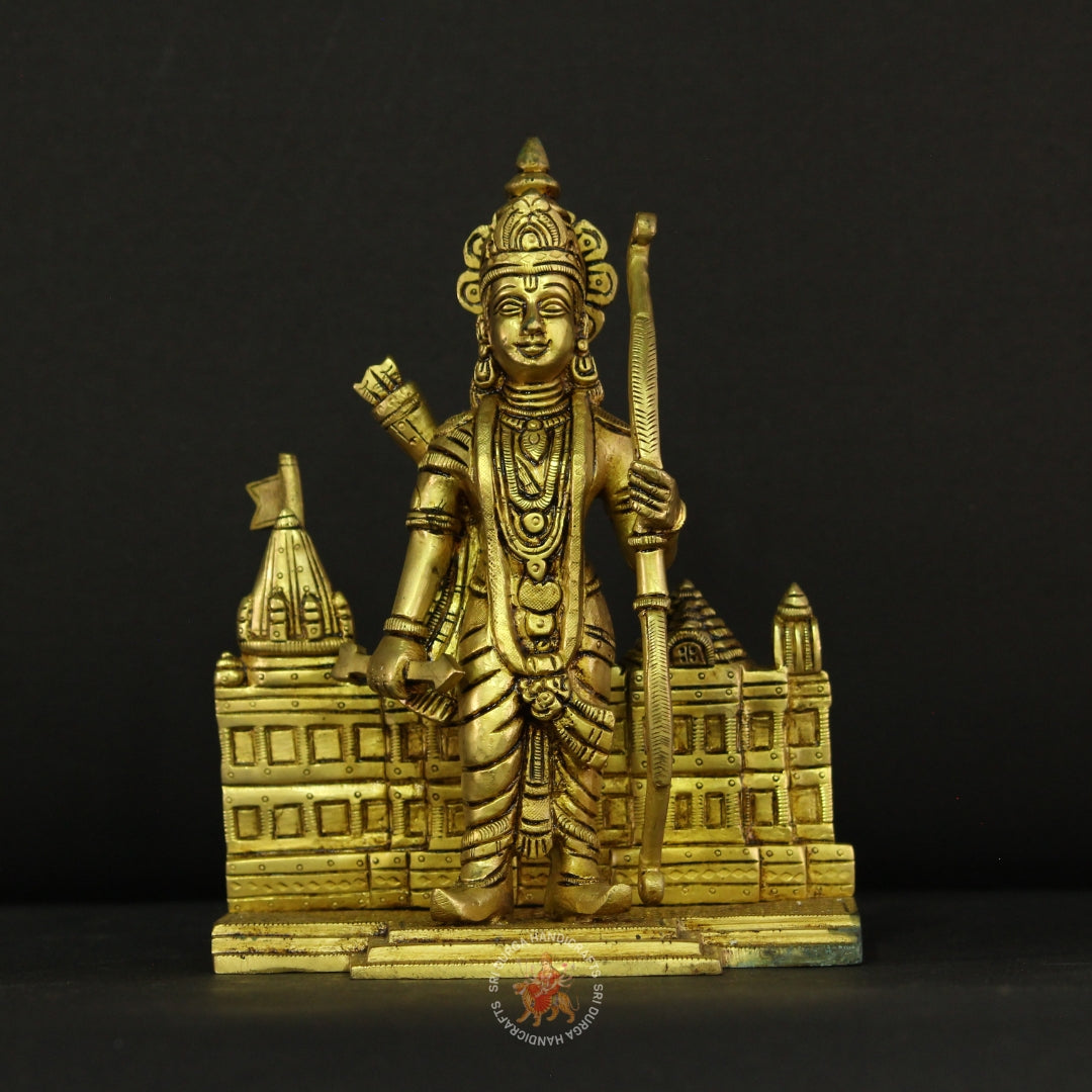 7" Brass Ramar Idol with Ayodhya Temple