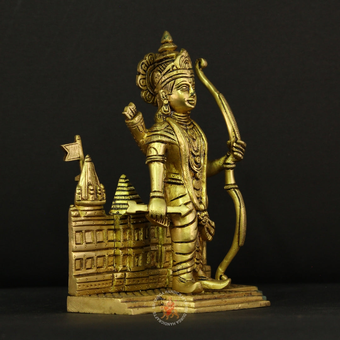 7" Brass Ramar Idol with Ayodhya Temple