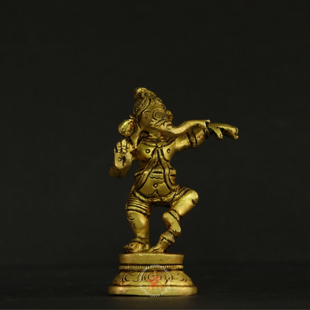 4" Dancing Ganesh Brass Idol