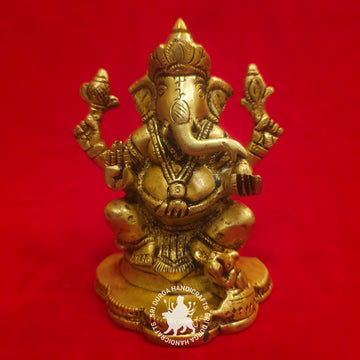 6 inch Brass Pentagon Base Ganesh Idol