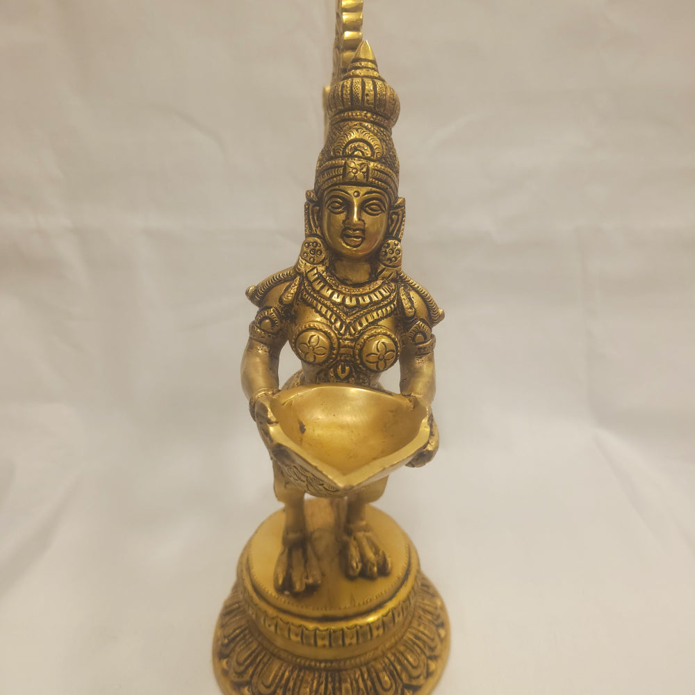 12 inch Brass Peacock Paavai Vilakku