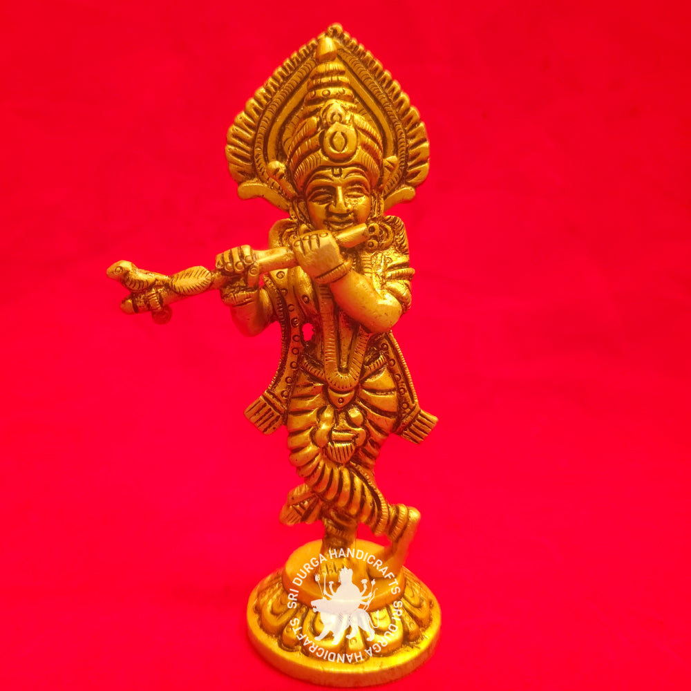 6 inch God Krishna Brass Idol