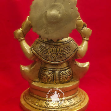 9 inch Gold Finish Brass Ganesh Idol