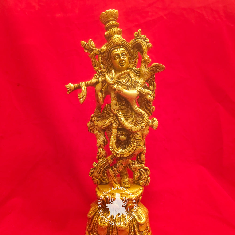 13 Inch Lord Krishna Brass Decor Idol