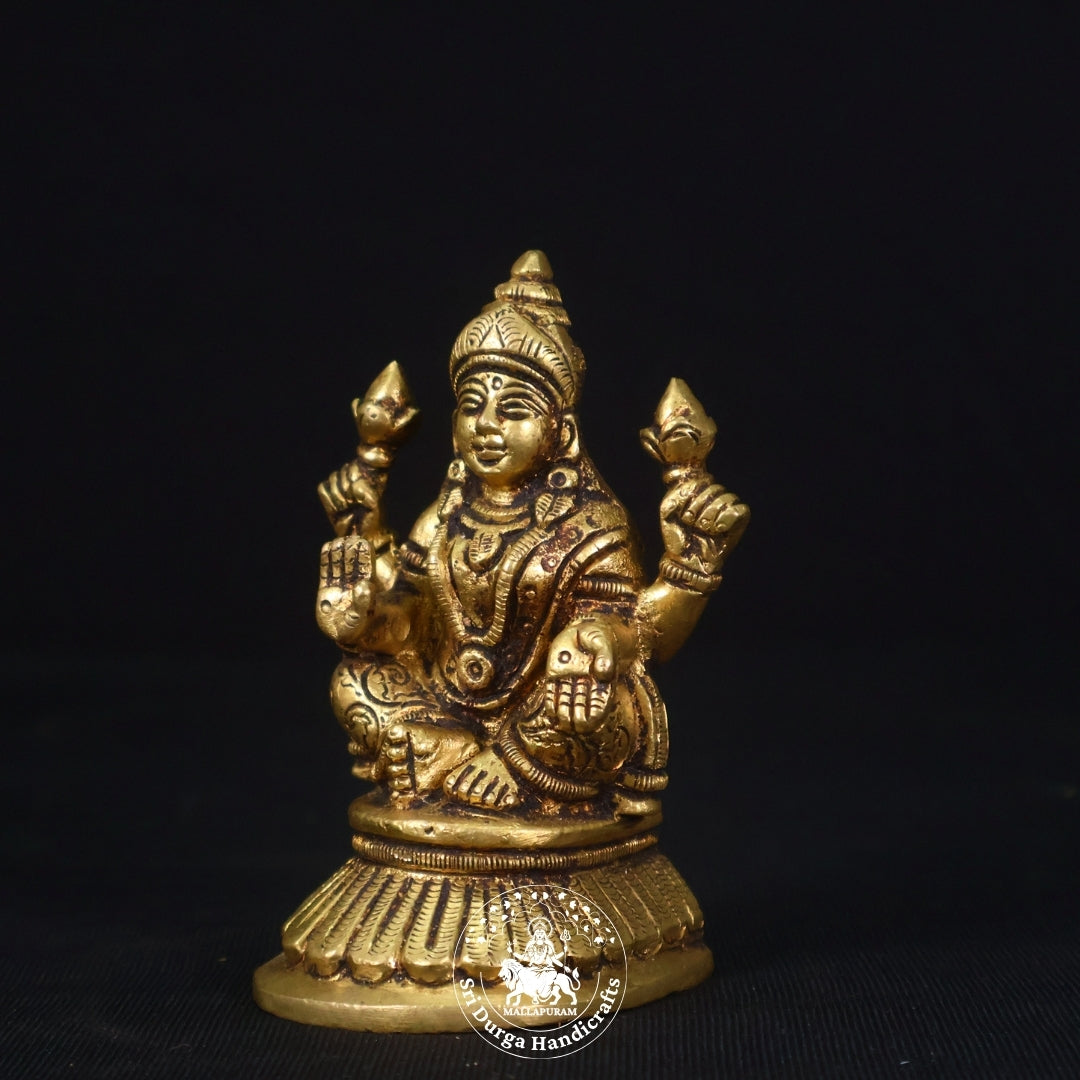 4" Inch Brass D Base Lakshmi Idol