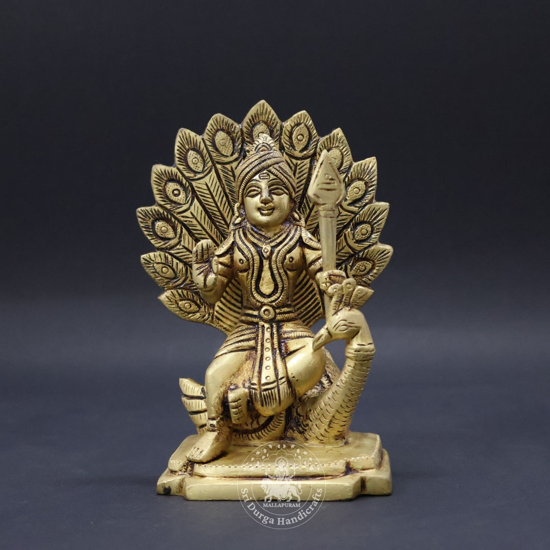6" Inch Brass Murgar with Peacock