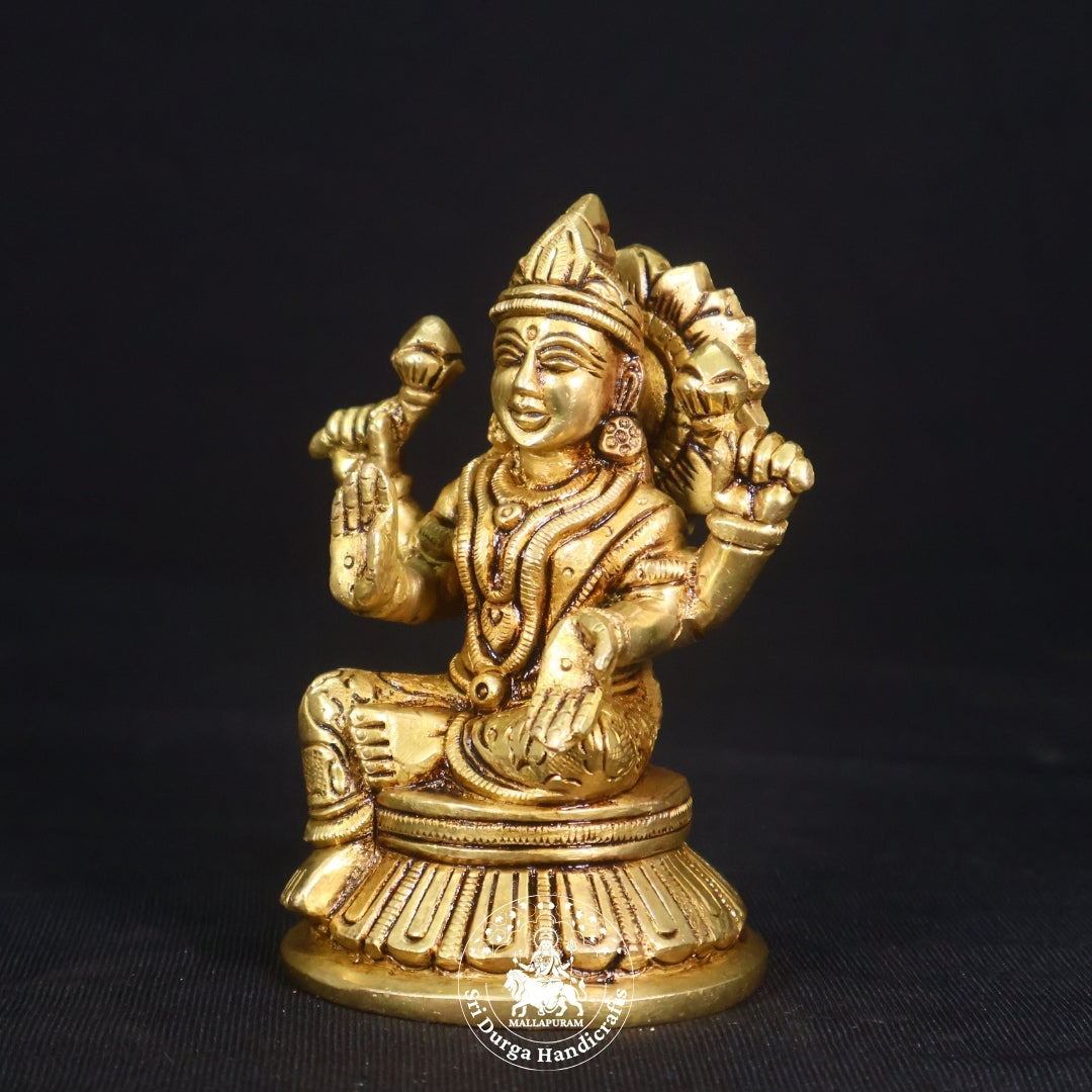 4" Inch Brass Oval Base Lakshmi Idol