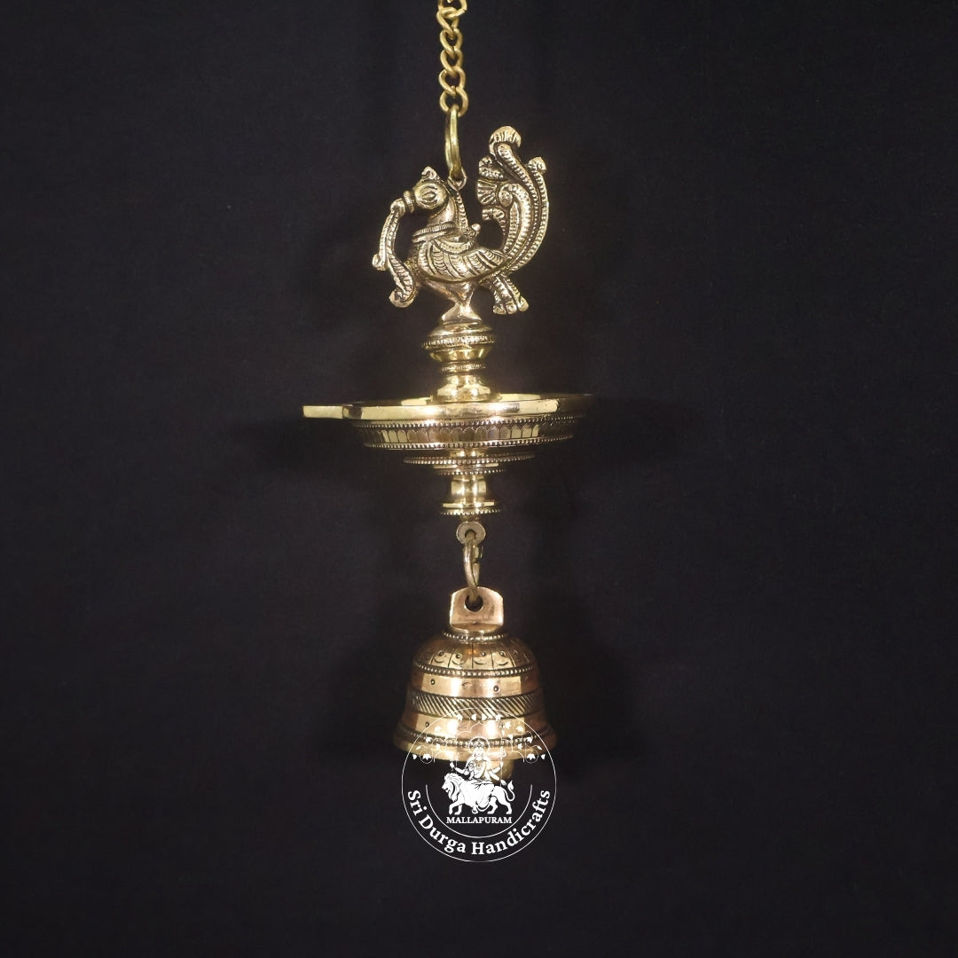 8" Inch Brass Annam Saravilakku Hanging with Bell