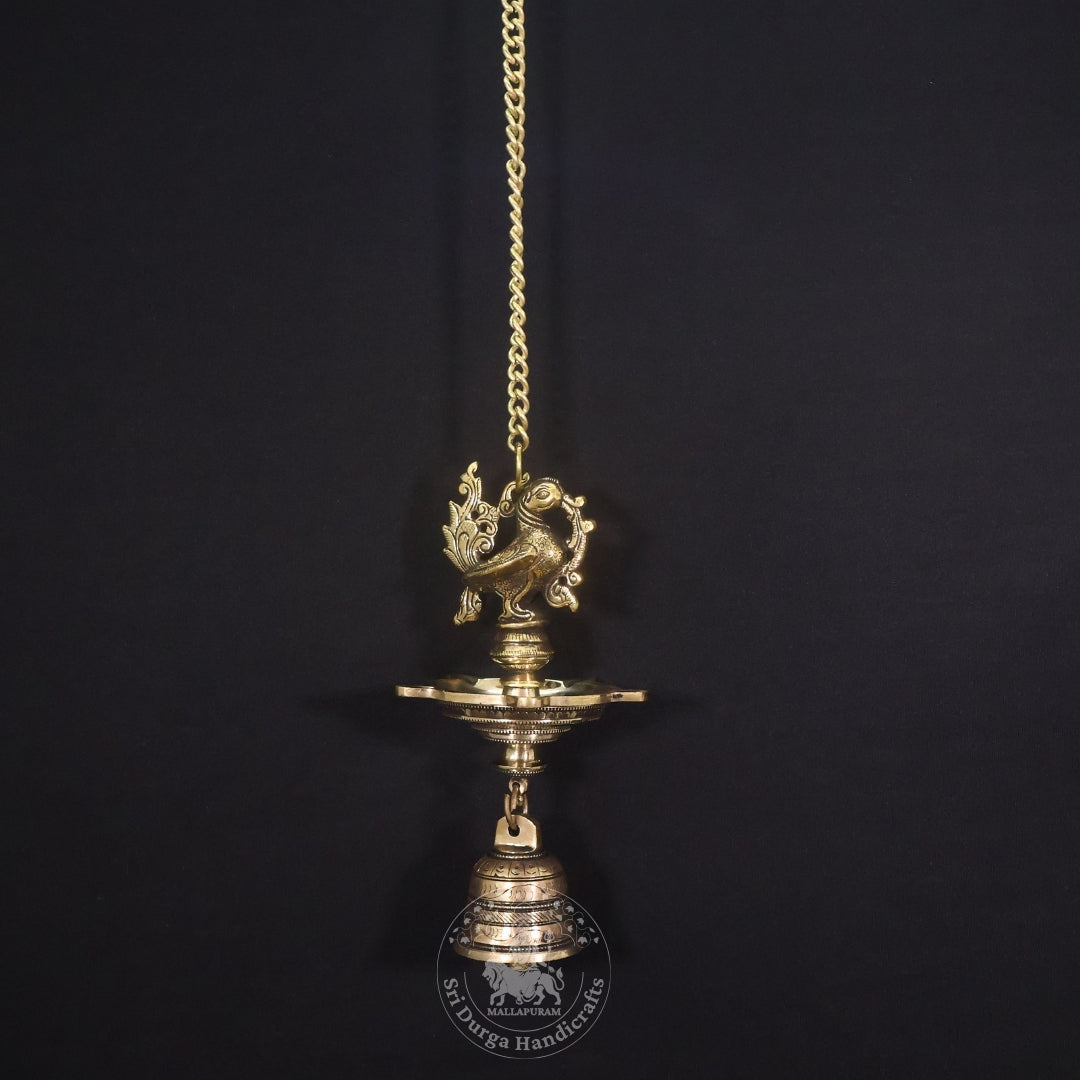9" Inch Brass Annam Saravilakku Hanging with Bell