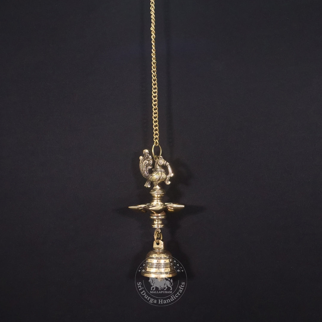 7" Inch Brass Annam Saravilakku Hanging with Bell