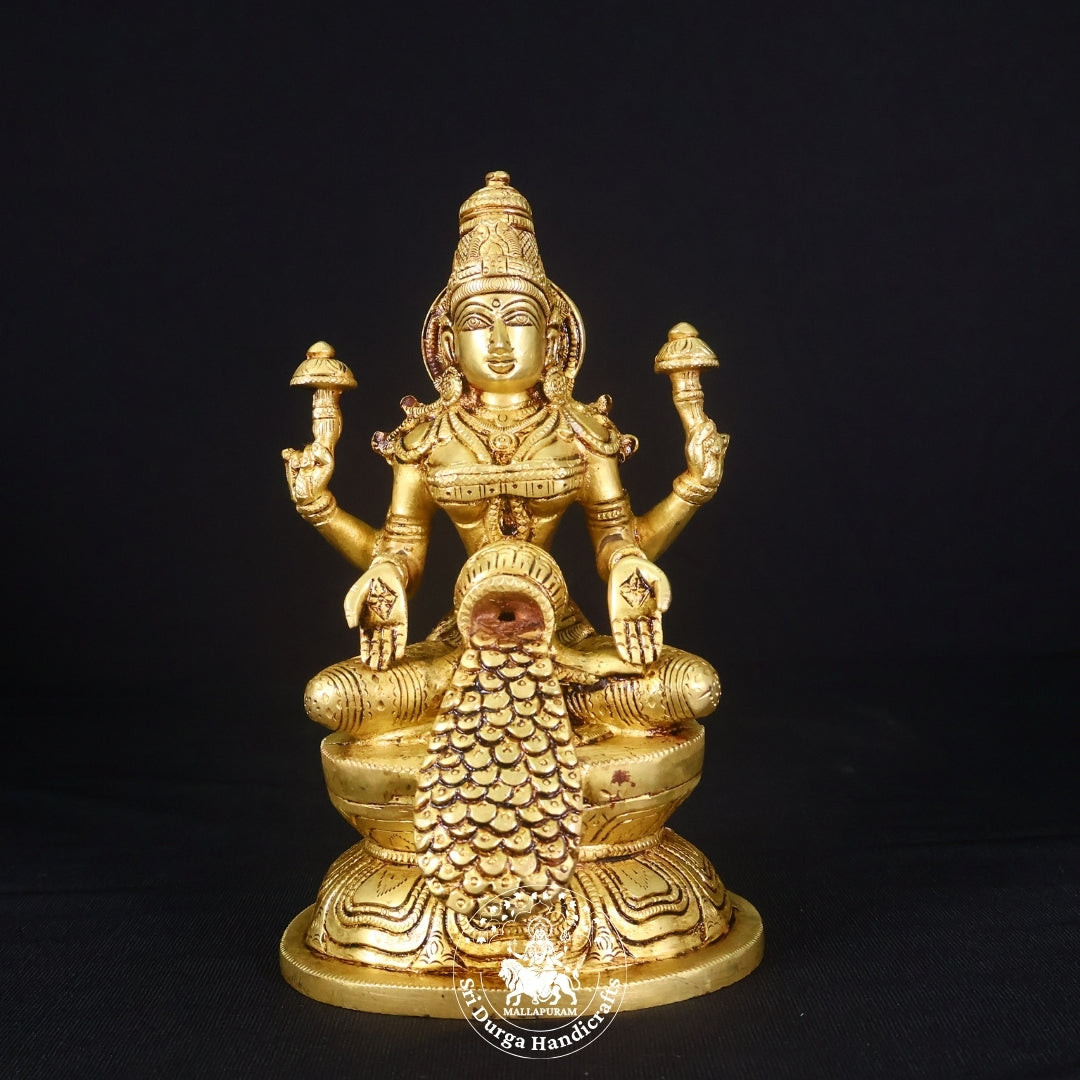 9" Inch Brass Matka Lakshmi Idol
