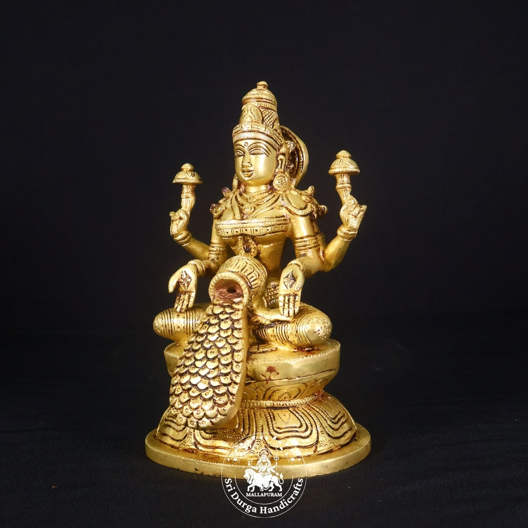 9" Inch Brass Matka Lakshmi Idol