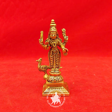 Lord Murugan 5 inch Miniature Brass Idol