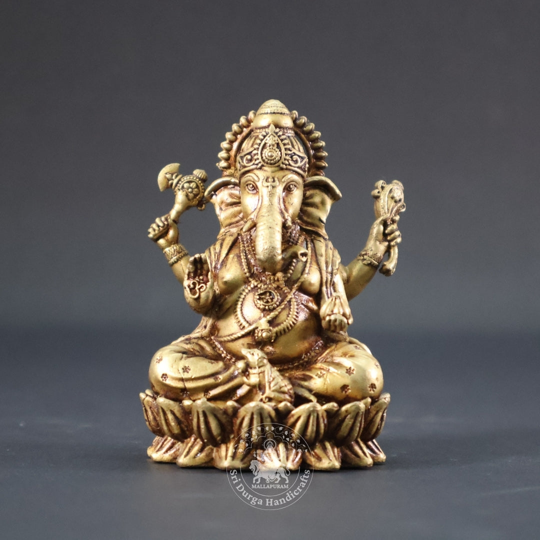 3" Inch Brass Kamal Ganesh