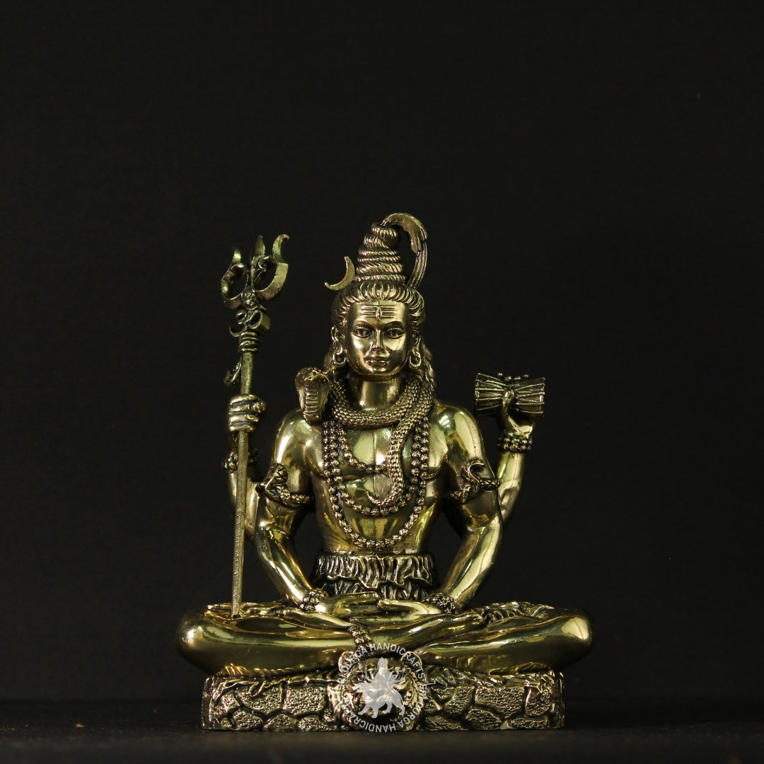 Divine Brass Shiva in Tranquil Pose