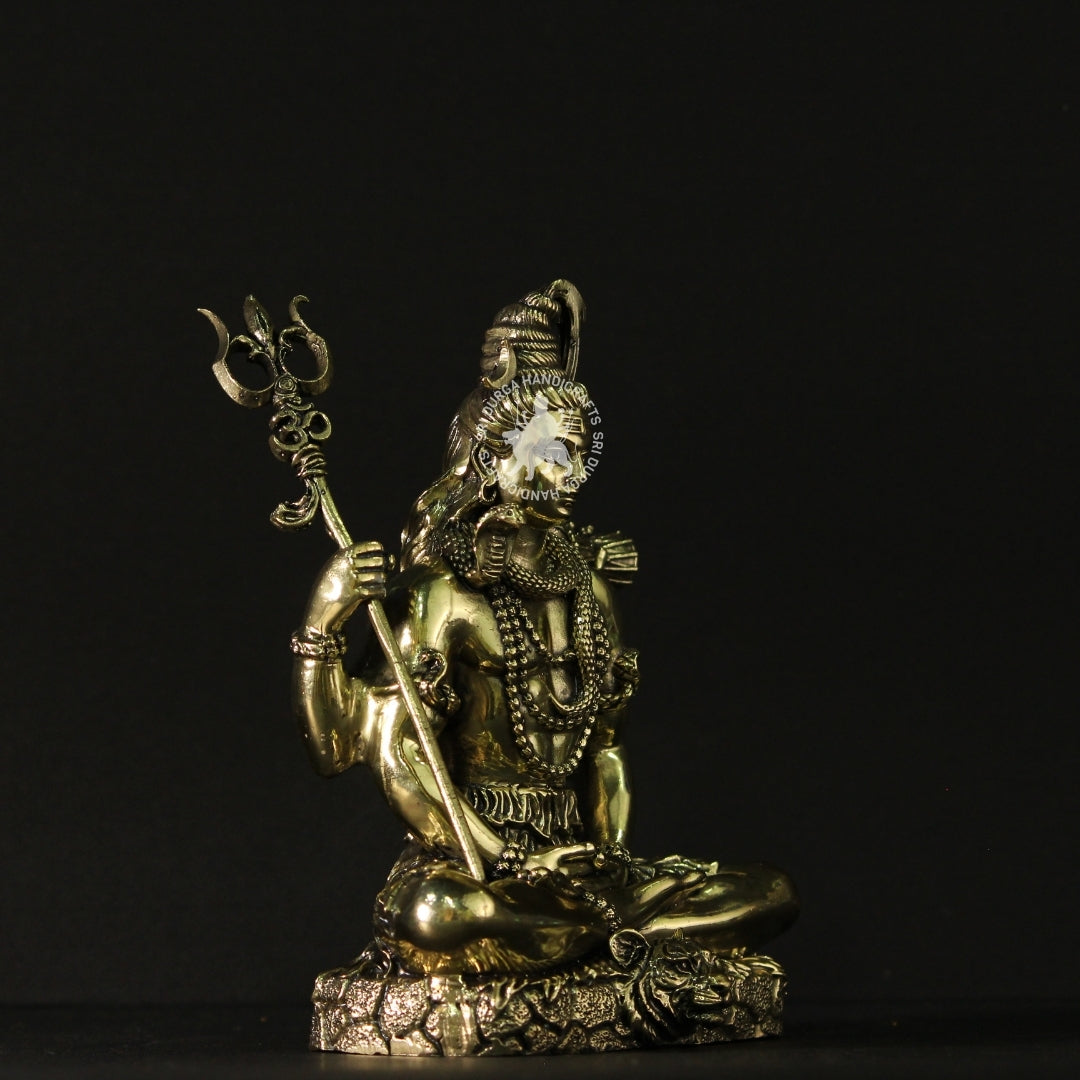 Divine Brass Shiva in Tranquil Pose